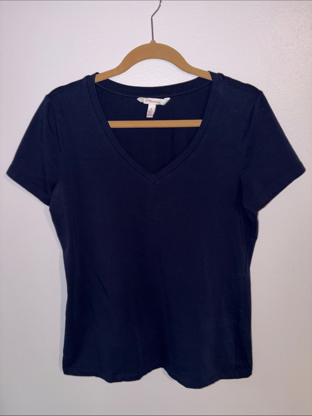 Long Tall Sally Navy V-Neck Short Sleeve Tee, sz MT